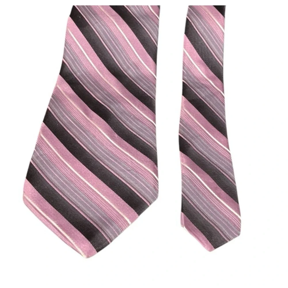 Paul Dione Men's Tie Rep 100% Silk Necktie Designer‎ Purple Black Grey White
